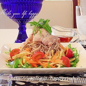 豚しゃぶと彩り野菜de和風☆蕎麦サラダ